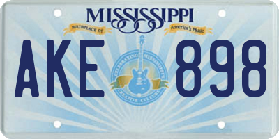 MS license plate AKE898