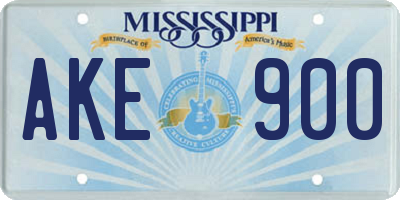 MS license plate AKE900