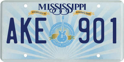 MS license plate AKE901