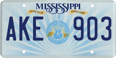 MS license plate AKE903