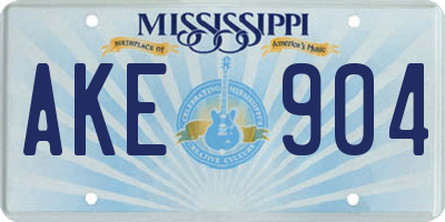 MS license plate AKE904