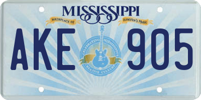 MS license plate AKE905