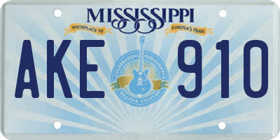 MS license plate AKE910
