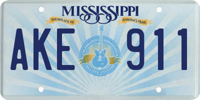 MS license plate AKE911