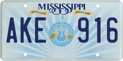 MS license plate AKE916