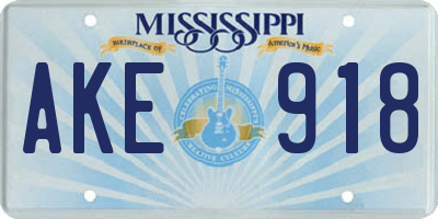 MS license plate AKE918
