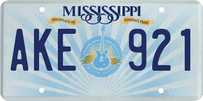 MS license plate AKE921