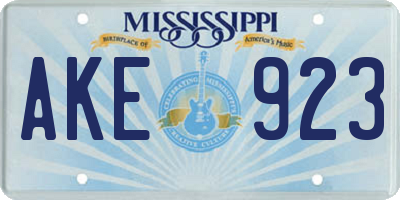 MS license plate AKE923