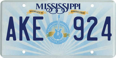 MS license plate AKE924