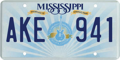 MS license plate AKE941