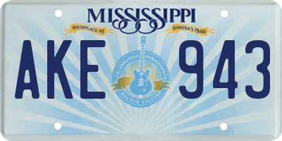 MS license plate AKE943
