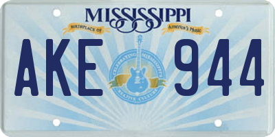 MS license plate AKE944