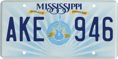 MS license plate AKE946