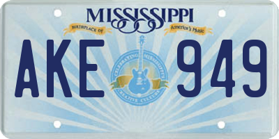 MS license plate AKE949