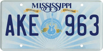 MS license plate AKE963