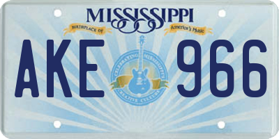MS license plate AKE966