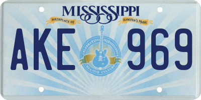 MS license plate AKE969