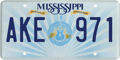 MS license plate AKE971