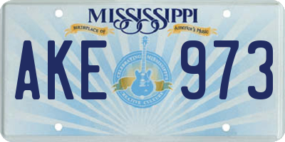 MS license plate AKE973