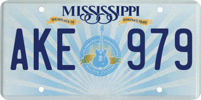 MS license plate AKE979