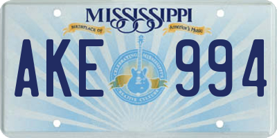 MS license plate AKE994