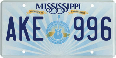 MS license plate AKE996