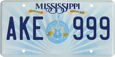 MS license plate AKE999