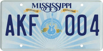 MS license plate AKF004