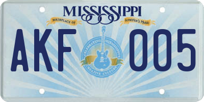 MS license plate AKF005
