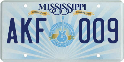 MS license plate AKF009