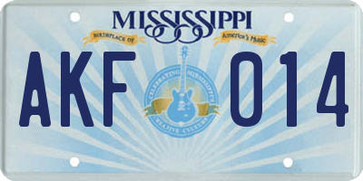 MS license plate AKF014