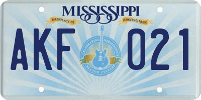 MS license plate AKF021