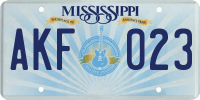 MS license plate AKF023