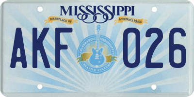 MS license plate AKF026
