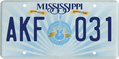 MS license plate AKF031