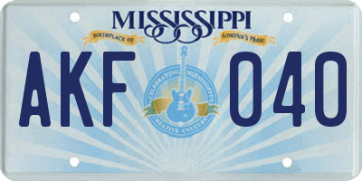 MS license plate AKF040