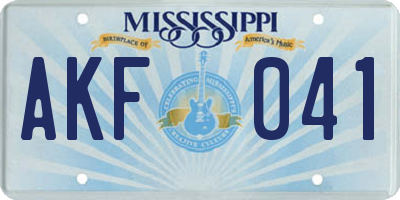 MS license plate AKF041