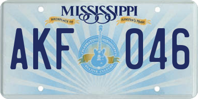 MS license plate AKF046