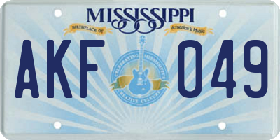 MS license plate AKF049
