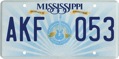 MS license plate AKF053