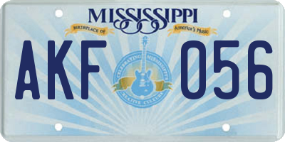 MS license plate AKF056
