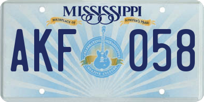 MS license plate AKF058