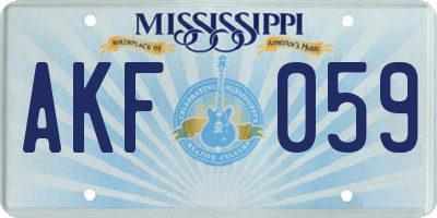 MS license plate AKF059