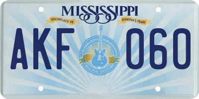MS license plate AKF060