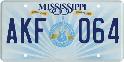 MS license plate AKF064