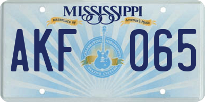 MS license plate AKF065