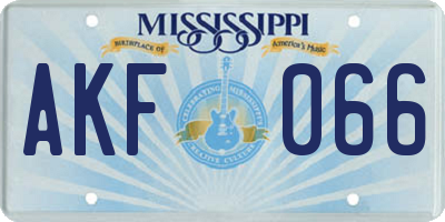 MS license plate AKF066