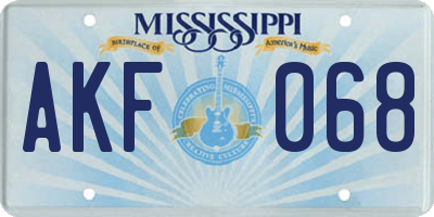 MS license plate AKF068