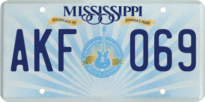 MS license plate AKF069