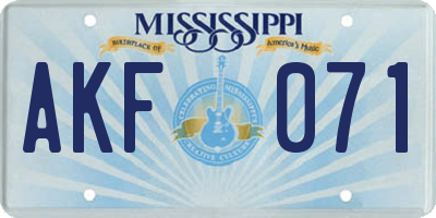 MS license plate AKF071